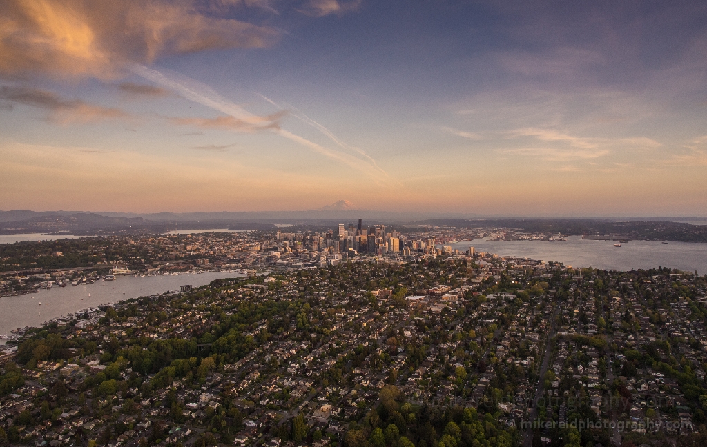 Aerial Queen Anne Hill and Seattle